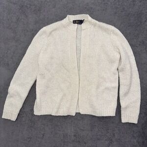Vintage 70s/80s LeRoy Knitwear CREAM Acrylic Open Cardigan Sweater XL